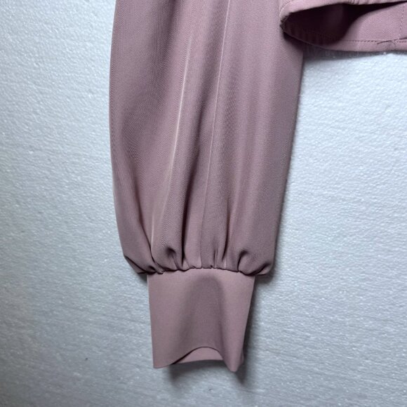 Nasty Gal Women's Size 8 Pink Long Sleeve Cropped Crop Top Square Neck Zipper - Picture 7 of 9